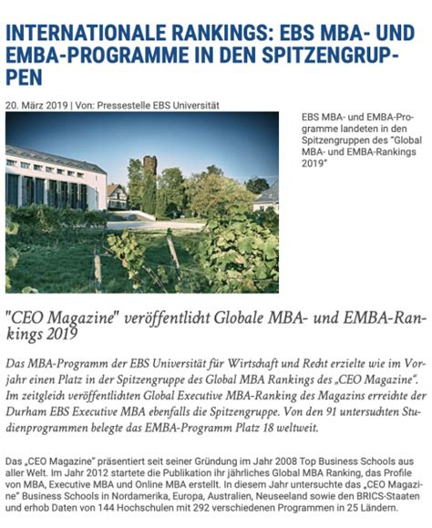 EBS wirbt mit fragwürdigem Ranking • MBA Journal