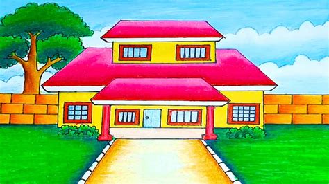 House drawing | house drawing easy with colour - beautiful house ...