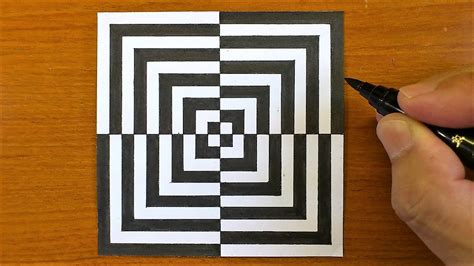 How To Draw Geometric Optical Illusion Art - 3D Trick Art on paper ...