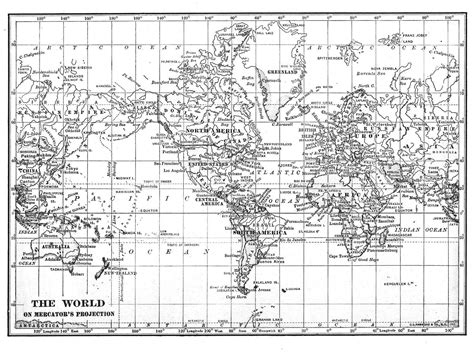 Large Printable World Map Black And White