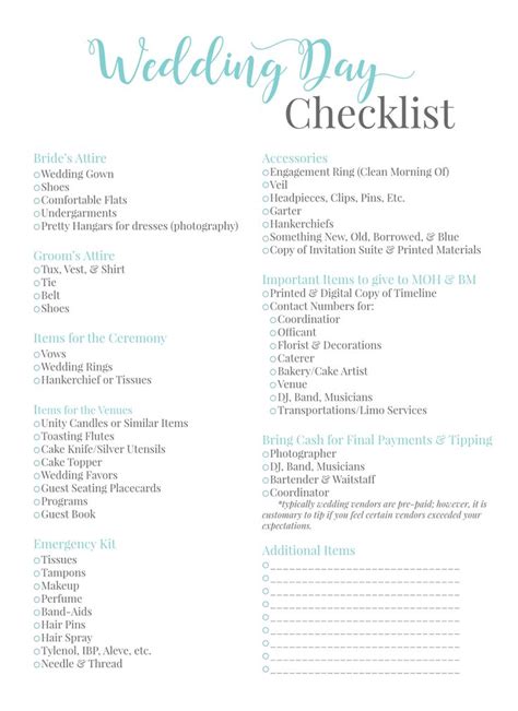 Free Wedding Day Checklist | Wedding Planning Tips | Northeast Georgia ...