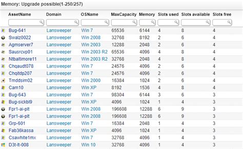 Memory Upgrade Audit - Lansweeper