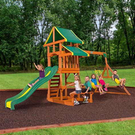 Backyard Discovery Tucson Cedar Wooden Swing Set Outdoor Kids Play ...