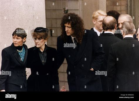 Freddie Mercury funeral Queen lead guitarist Brian May with Stock Photo ...