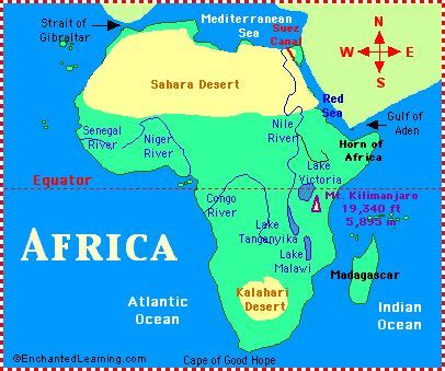 Africa Continent Equator Map