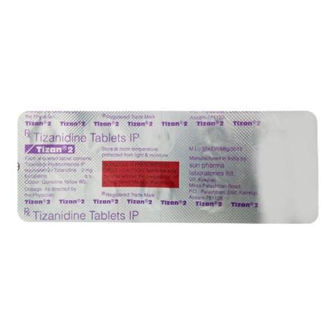 Tizan 2 Tizanidine Tablets 2mg, 10 Strip Of 10 Tablet Each, Treatment ...