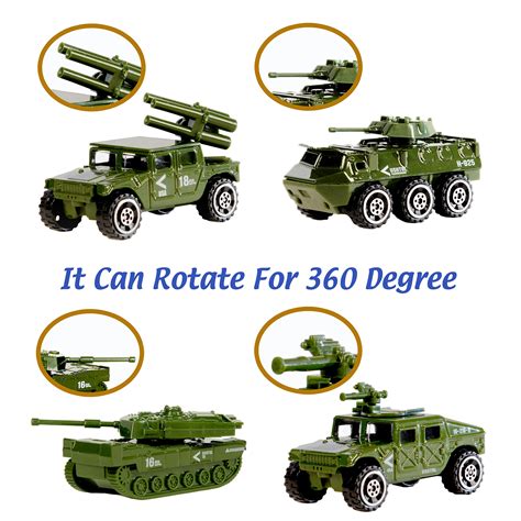 Nunkitoy Die-cast Military Vehicles,6 Pack Assorted Alloy Metal Army ...