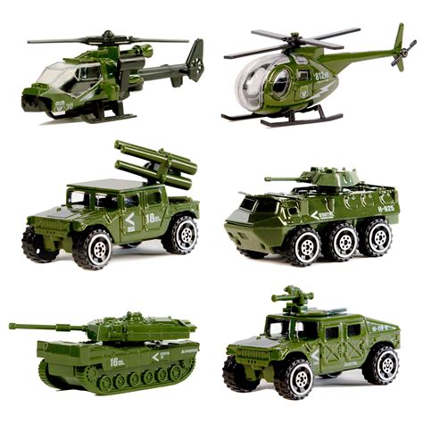 Buy Nunki Toy Die-cast Metal Vehicles Playset,6 Pack Assorted Army ...