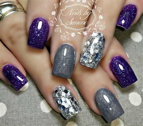 Purple And Silver Nails For Prom