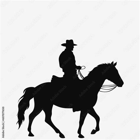 Cowboy and horse. Black silhouette. Vector illustration Stock Vector ...