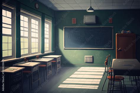 empty classroom background. Generative AI Stock Illustration | Adobe Stock