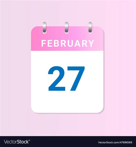 Day of 26th february daily calendar of february Vector Image