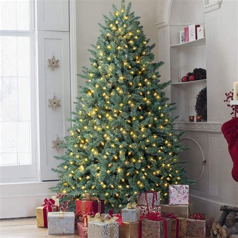 OasisCraft 9 Foot Pre-lit Christmas Tree, Full Premium Hinged Blue ...