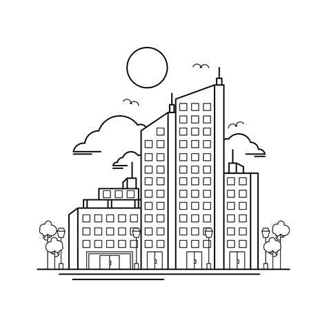 City Building Outline Design for Drawing Book Style two 3221377 Vector ...