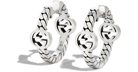 Gucci Interlocking G Chain Hoop Earrings in Silver (Metallic) | Lyst