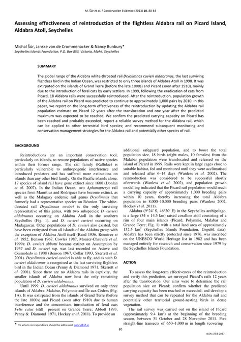 (PDF) Assessing effectiveness of reintroduction of the flightless ...