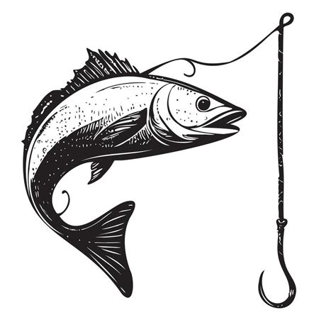 Fish on a hook sketch hand drawn in doodle style Vector illustration ...