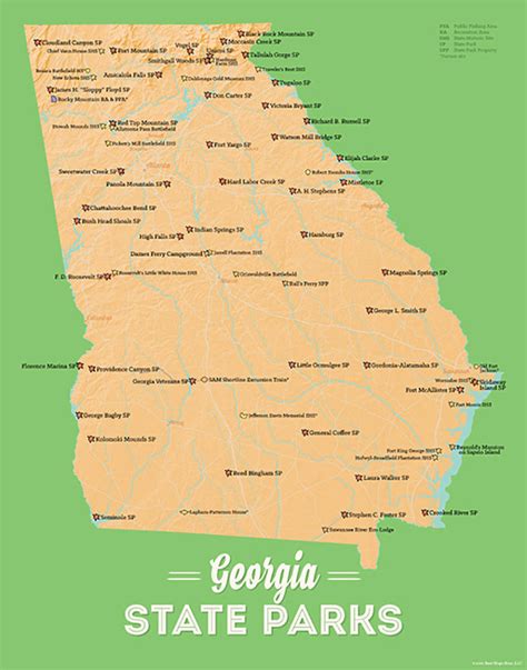 Georgia State Parks Map 11x14 Print - Best Maps Ever