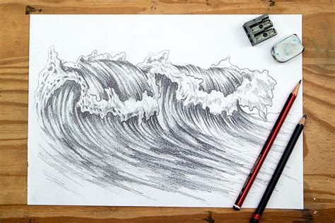 How To Draw Ocean Waves With Pencil