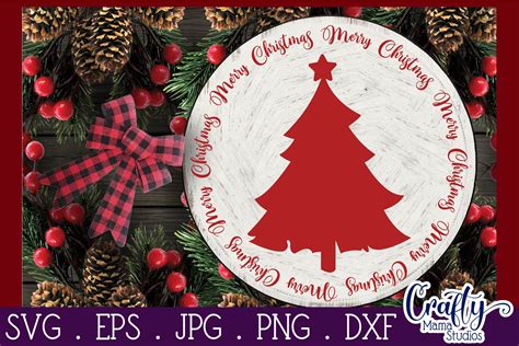 Christmas Svg, Merry Christmas Svg, Christmas Round Sign By Crafty Mama ...