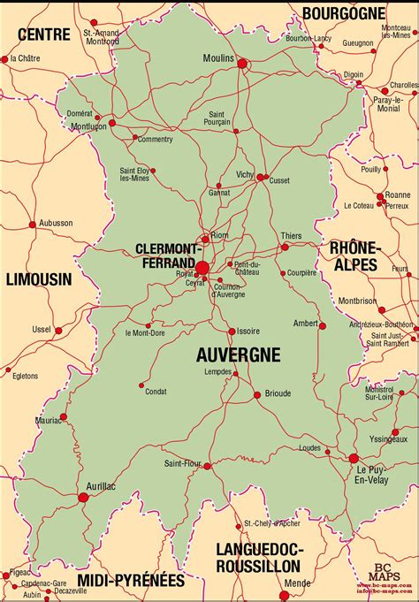 Auvergne - Vector city maps, eps, illustrator, freehand, Corel draw ...