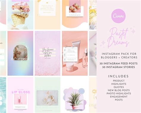 60 Pastel Instagram Templates Pastel Instagram Stories - Etsy