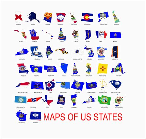 Usa States Flags Map