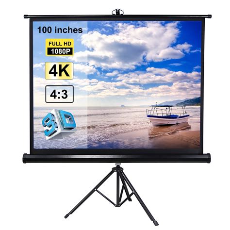 Dodocool 100 inches Projector Screen with Tripod Stand 4:3 Portable ...