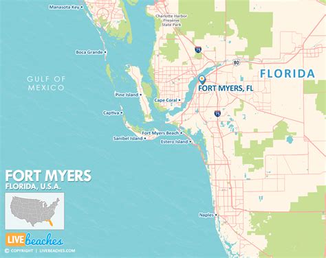 Map of Fort Myers, Florida - Live Beaches