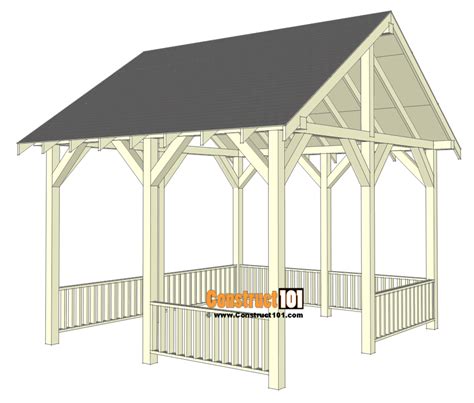 Pavilion Plans 14x16 DIY Free Outdoor Projects - Construct101