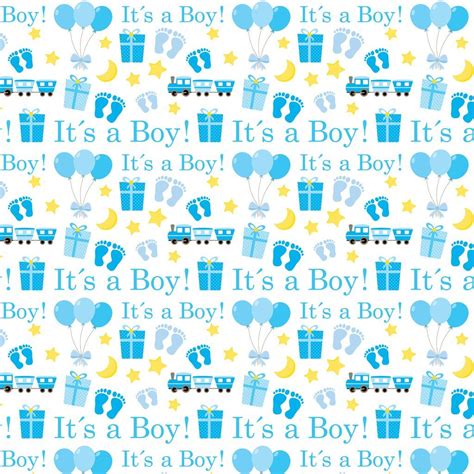 It's A Boy White - Pattern Vinyl Boys Wallpaper, Baby Shower Scrapbook ...