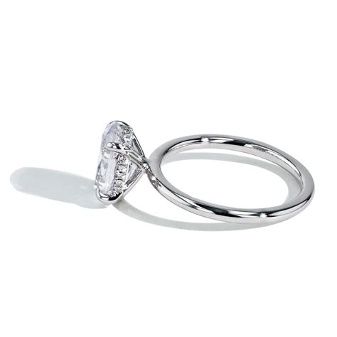 Ultra Thin Oval Hidden Halo Engagement Ring Setting in Platinum