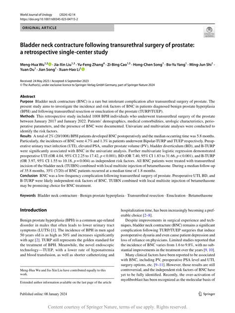 Bladder neck contracture following transurethral surgery of prostate: a ...