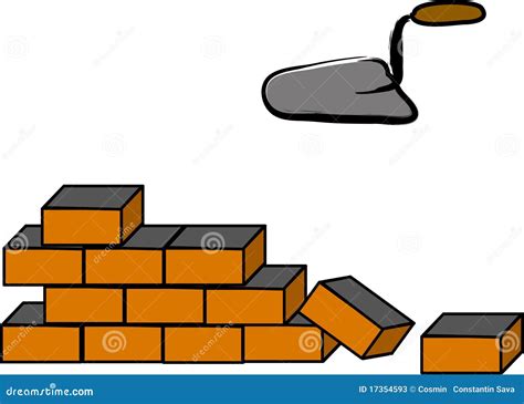 Building a brick wall stock vector. Illustration of building - 17354593