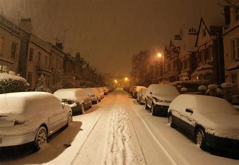 Snowy Street At Night by Richard Newstead