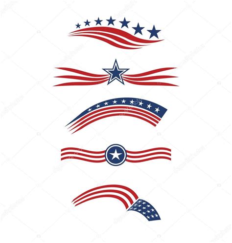 USA star flag logo stripes design elements vector icons Stock Vector ...