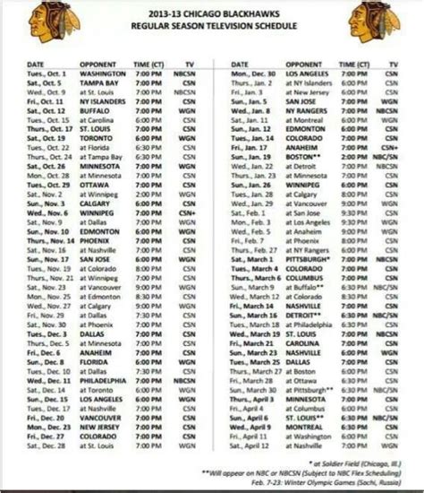 Blackhawks schedule | Blackhawks, Chicago blackhawks, Schedule