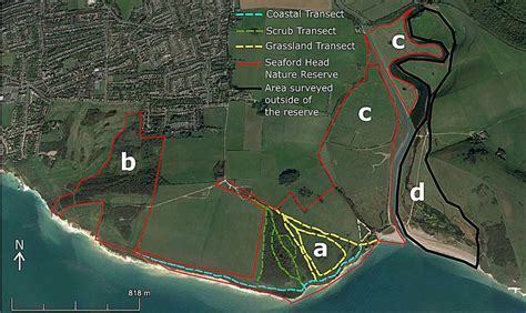 Survey area within the Seaford head nature reserve and all transects ...