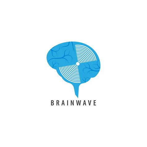 Brainwave logo design template. Blue brain with a wave signal spin ...