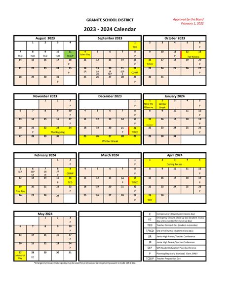 Granite School District Calendar Holidays 2023-2024