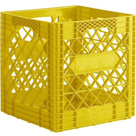 Yellow 16 Qt. Customizable Super Square Milk Crate - 14 3/4" x 14 3/4 ...