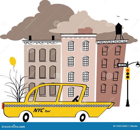 Yellow New York cab stock vector. Illustration of brooklyn - 154214563