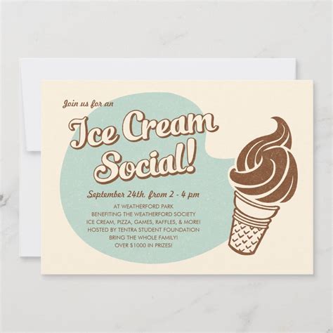 Retro Style Ice Cream Social Invitations | Zazzle