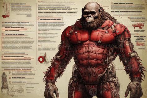 Gorilla ape monkey cyborg animal detailed infographic, full details ...