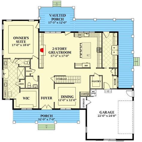 Plan 46410LA: Exclusive Farmhouse Plan with 2-Story Great Room ...