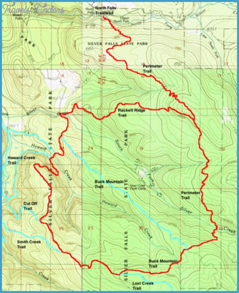 Silver Falls Hiking Trail Map - TravelsFinders.Com