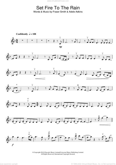 Adele - Set Fire To The Rain sheet music for violin solo [PDF]