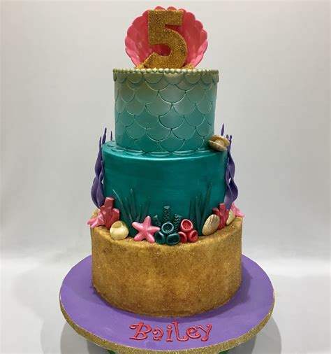 MyMoniCakes: Under the Sea/ Little Mermaid cake with sea shell topper