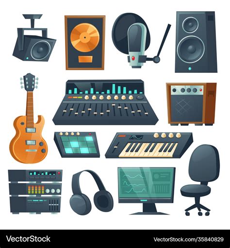 Music studio equipment for sound recording Vector Image