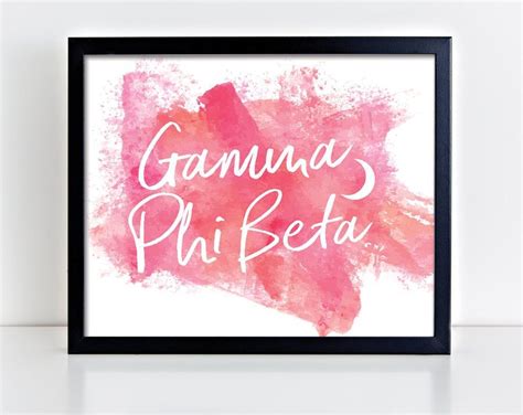 GPB Gamma Phi Beta Watercolor Script Ready To Frame Poster | Etsy in ...